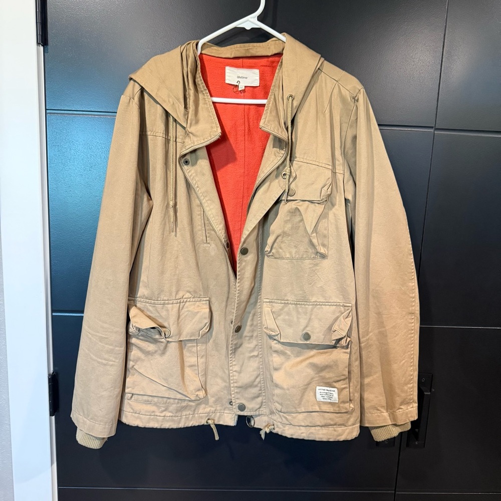 Lifetime Collection Hooded & Lined Field Jacket 100% cotton mens Tan medium